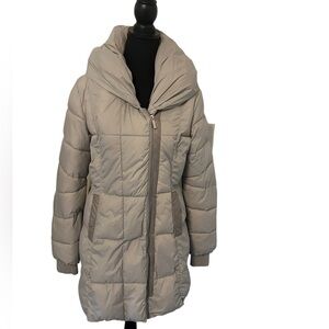 French Connection Silver Hooded Puffer Coat Size Medium